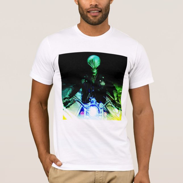 Camiseta Biker Alien (versión Neon) (Anverso)