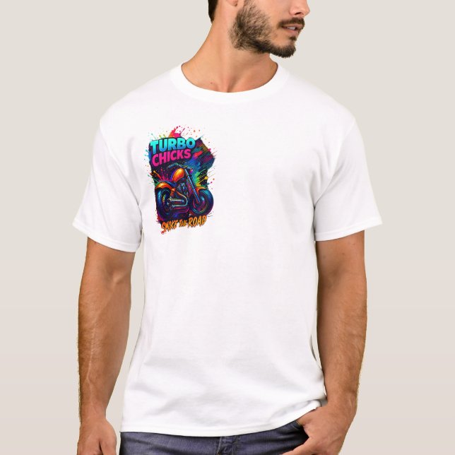 Camiseta Biker Burn the Road T-Shirt | Motorcycle Rider Tee (Anverso)