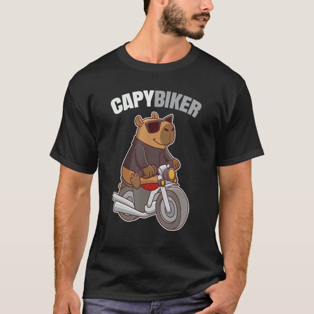 Camiseta Biker Capybara - Funny Capybiker (Anverso)