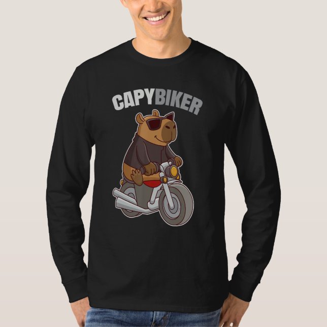Camiseta Biker Capybara - Funny Capybiker (Anverso)