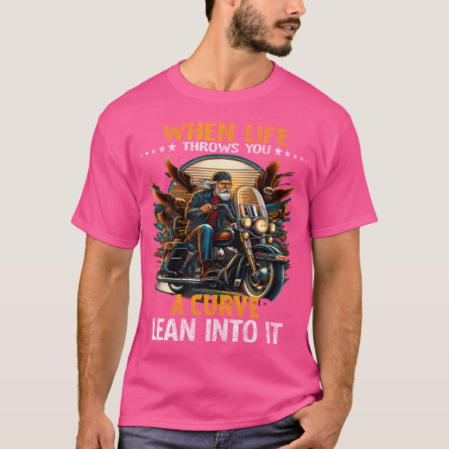 Camiseta Biker Cuando La Vida Te Arroja Una Curva Para Homb (Anverso)