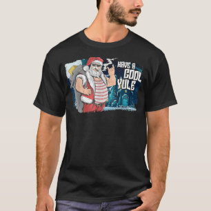 Camiseta Biker de Badass Santa tiene Navidades de Guay Yule