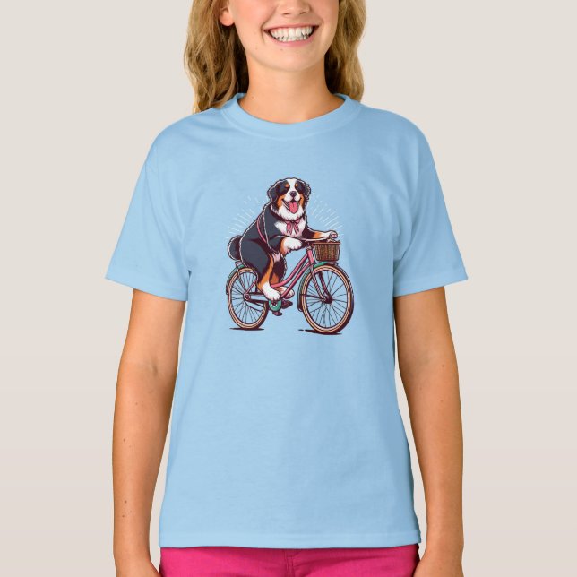 Camiseta Biker de perro de Bernese, aventura de ciclismo de (Anverso)