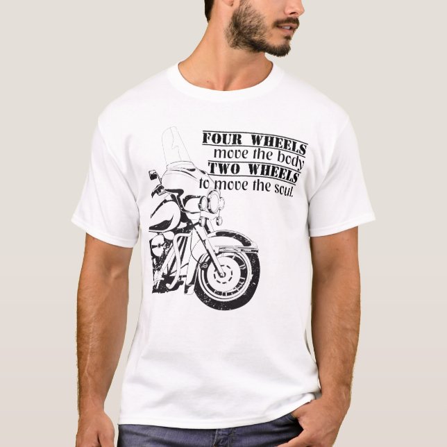 Camiseta Biker Motorrad Two Wheels Move The Soul Spruch (Anverso)