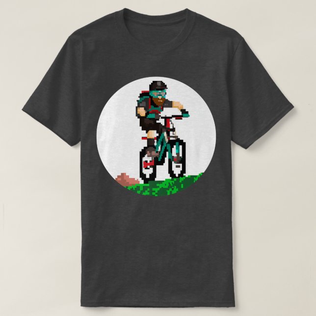 Camiseta Biker Mountainbiker Pixel Art Retro Gaming Style 2 (Diseño del anverso)