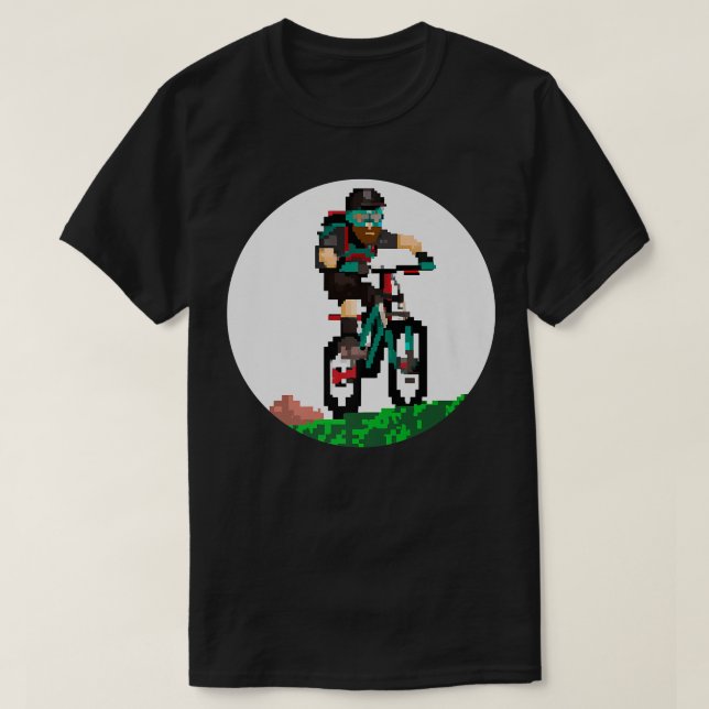 Camiseta Biker Mountainbiker Pixel Art Retro Gaming Style 2 (Diseño del anverso)