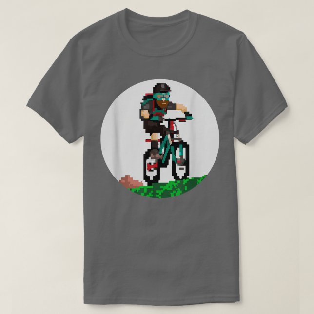 Camiseta Biker Mountainbiker Pixel Art Retro Gaming Style 2 (Diseño del anverso)
