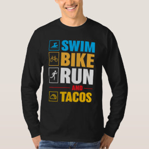 Camiseta Biker Para Hombres Mujeres Swift Bike Run & Tacos 
