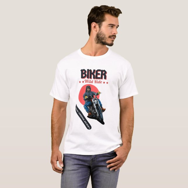 Camiseta BIKER, paseo en bicicleta, viaje en helicóptero de (Anverso completo)