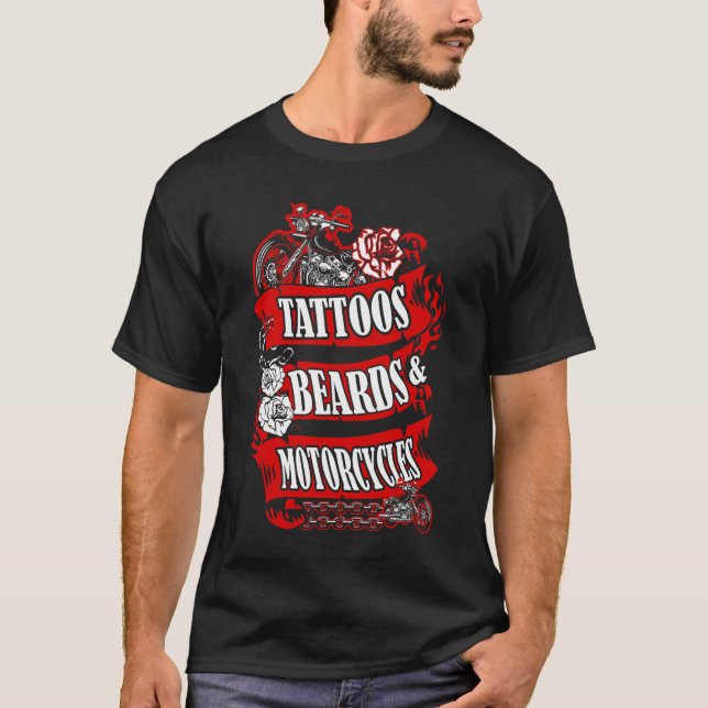 Camiseta Biker Tattoos Barras Y Motocicletas (Anverso)