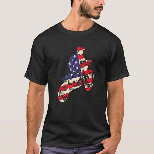 Camiseta Biker Uu Bandera Estadounidense Motocross Dirt Bik (Anverso)