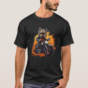 Camiseta Biker Yorkie Perro Motocicleta