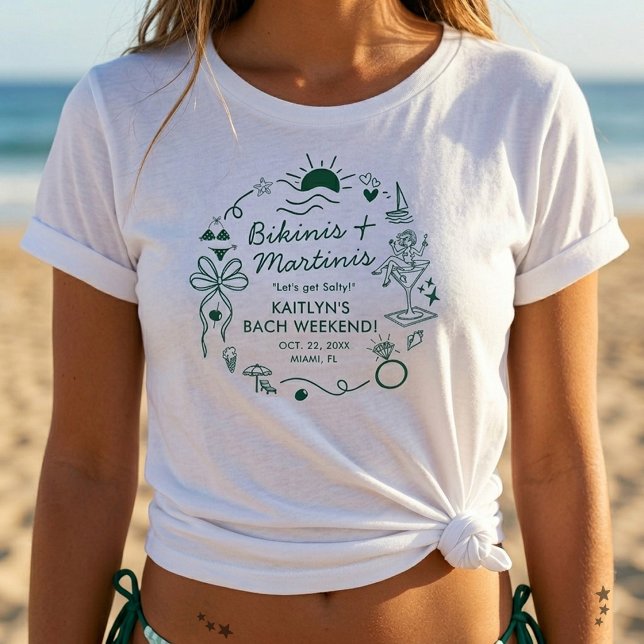 Camiseta Bikinis & Martinis Beach Bachelorette Party Custom (Subido por el creador)