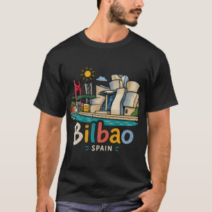 Camiseta Bilbao España Arte de Viaje Dibujado a Mano Lugar 