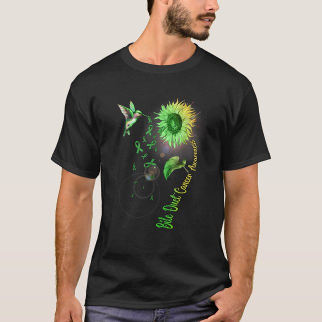 Camiseta Bile Duct Cancer Sunflower Hummingbird (Anverso)