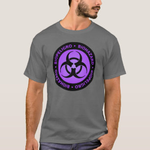 Camiseta bilingüe púrpura y negra del símbolo d