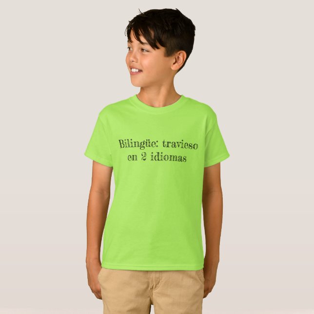 Camiseta Bilingüe: travieso (Anverso completo)