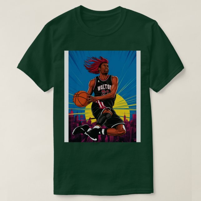 Camiseta Bill Walton jugando al baloncesto (Diseño del anverso)