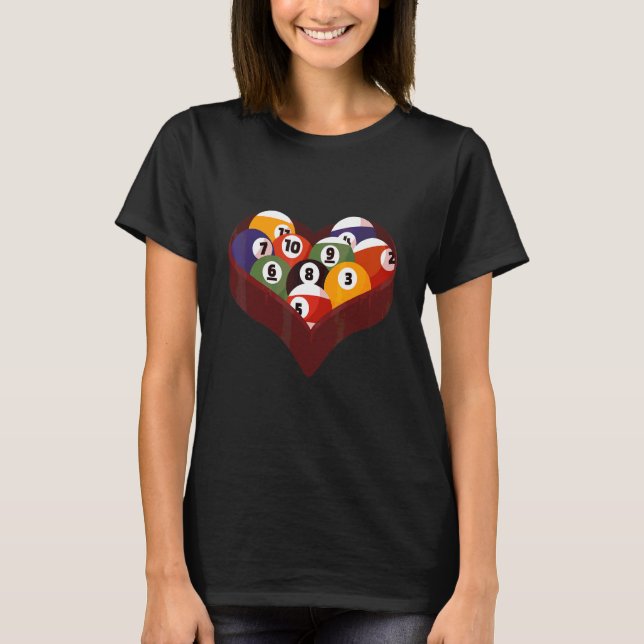 Camiseta Billar Corazón de Piscina (Anverso)