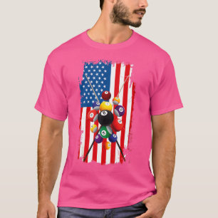 Camiseta Billar de Bandera Americana del Jugador de Piscina