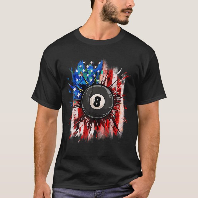 Camiseta Billar De Billar 4 De Julio Hombres EEUU Bandera A (Anverso)