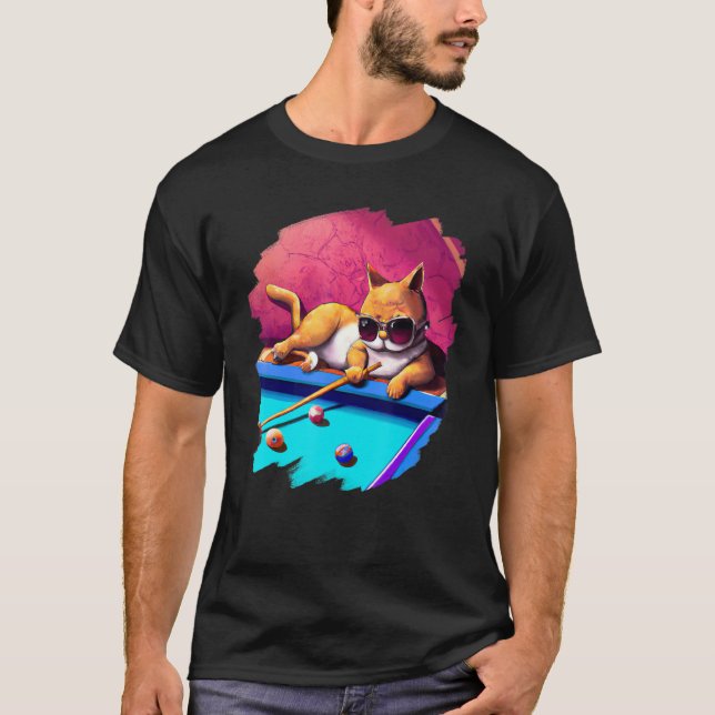 Camiseta Billar de billar de peces en salón Gatos Guay 2 (Anverso)