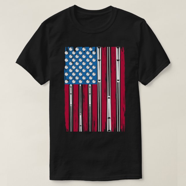 Camiseta Billar y bandera estadounidense hecha para una pis (Diseño del anverso)