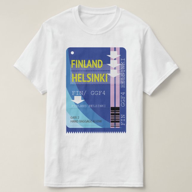 Camiseta Billete de viaje de Helsinki de Finlandia (Diseño del anverso)