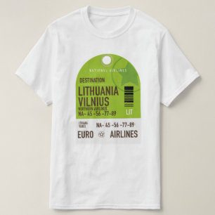 Camiseta billete de viaje en avión de Lituania Vilnius