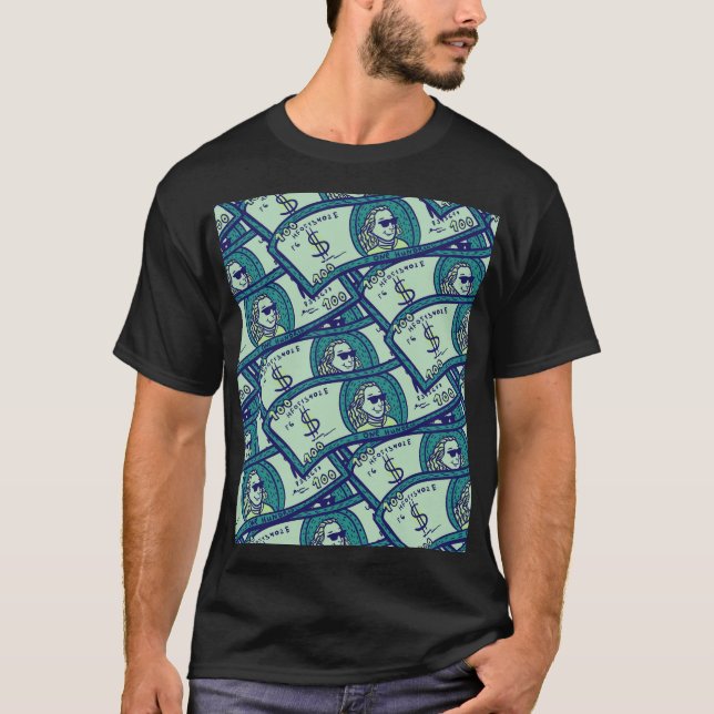 Camiseta Billetes de dólar: Patrón continuo de dinero (Anverso)