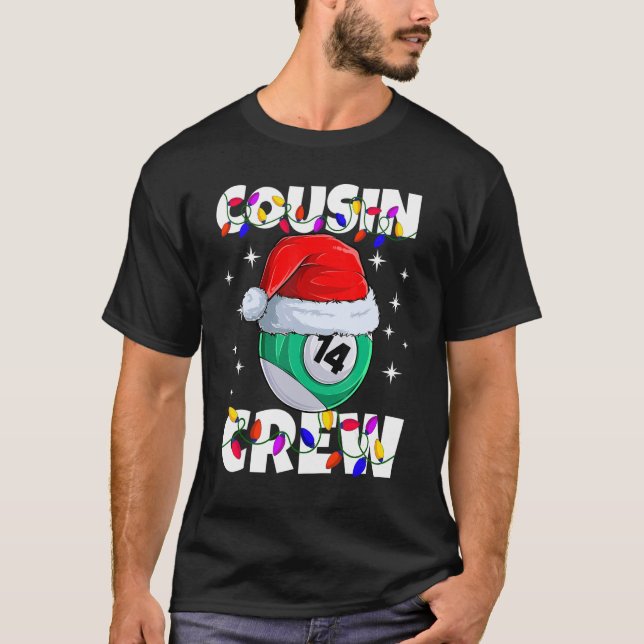 Camiseta Billiard 14 Ball Play Pool Cousin Crew Navidades L (Anverso)