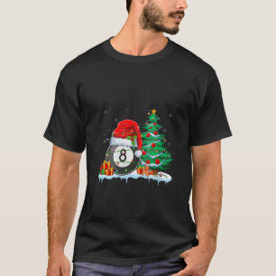 Camiseta Billiard Ball con Santa Hat Navidad ligero Navidad