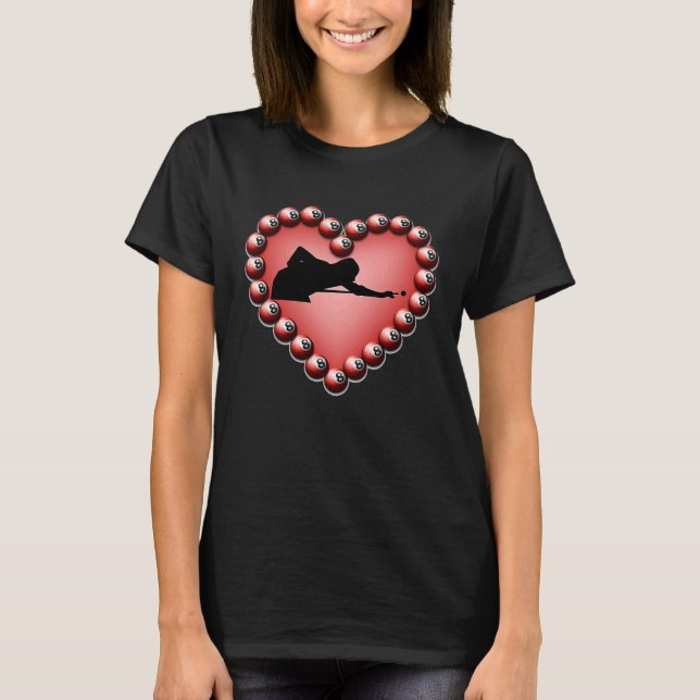 Camiseta Billiard Ball Heart Valentine's Day Tees Teen Boys (Anverso)