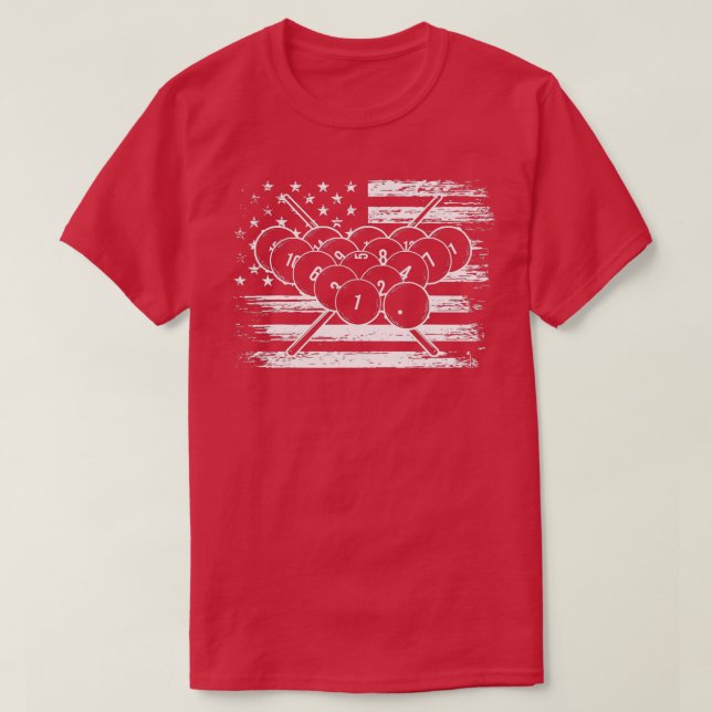 Camiseta Billiard Flag  Snooker Pool Chalk Billiard Player  (Diseño del anverso)