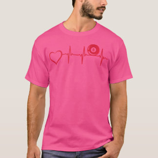 Camiseta Billiard Heartbeat Heart 8-Ball Pool Billiard