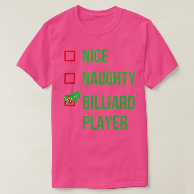 Camiseta Billiard Player Funny Pajama Christmas Gift  (Diseño del anverso)