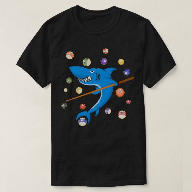 Camiseta Billiard Shark 8 Ball Player Pool Table Cue Stick  (Diseño del anverso)
