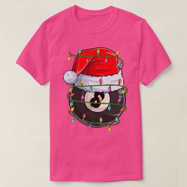 Camiseta Billiard Sports Lover Xmas enciende Santa Billiard (Diseño del anverso)