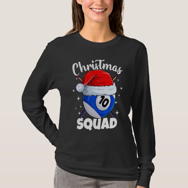 Camiseta Billiards 10 Bolas Navidad Equipo Bolas de Billar  (Anverso)