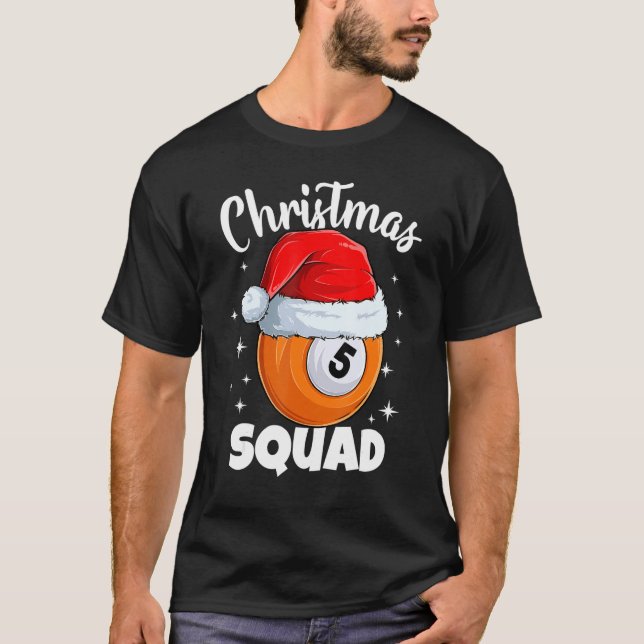 Camiseta Billiards 5 Ball Christmas Squad Pool Balls Billia (Anverso)