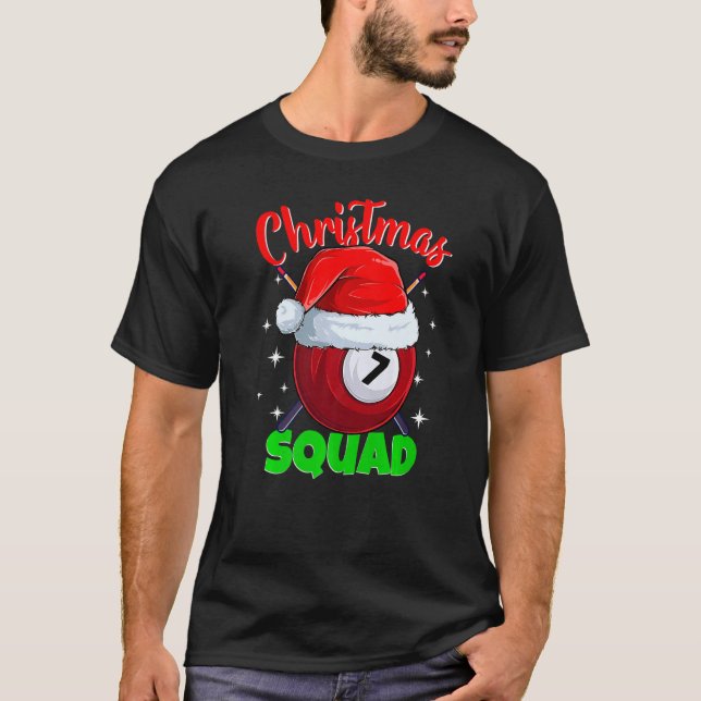 Camiseta Billiards 7 Ball Christmas Squad Pool Balls Billia (Anverso)
