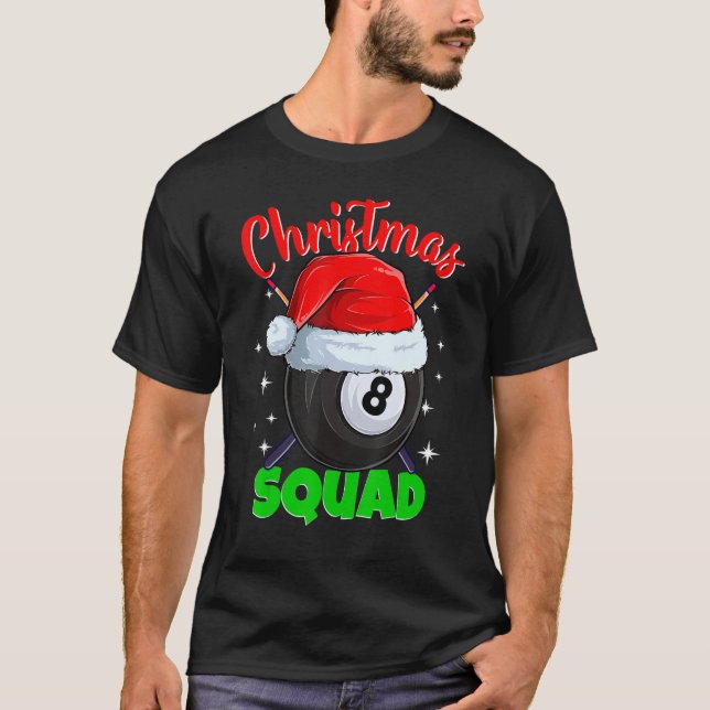 Camiseta Billiards 8 Ball Christmas Squad Pool Balls Billia (Anverso)