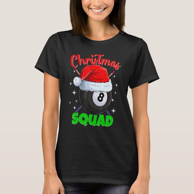 Camiseta Billiards 8 Ball Christmas Squad Pool Balls Billia (Anverso)