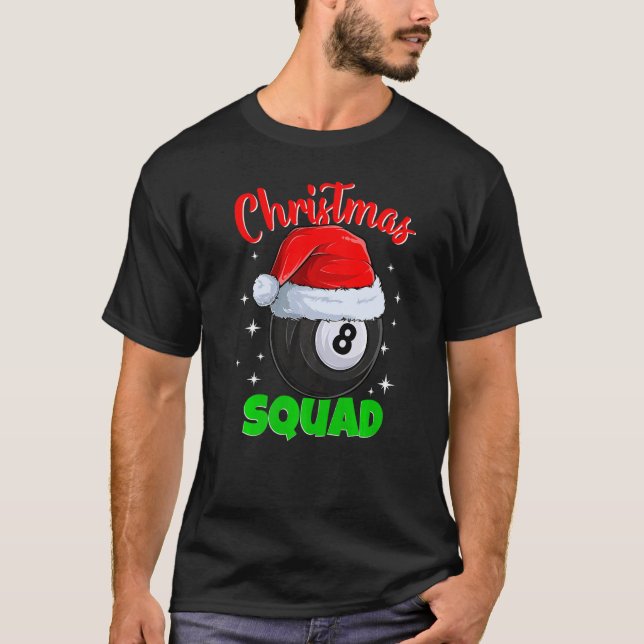 Camiseta Billiards 8 Ball Navidades Squad Pool Balls Billia (Anverso)