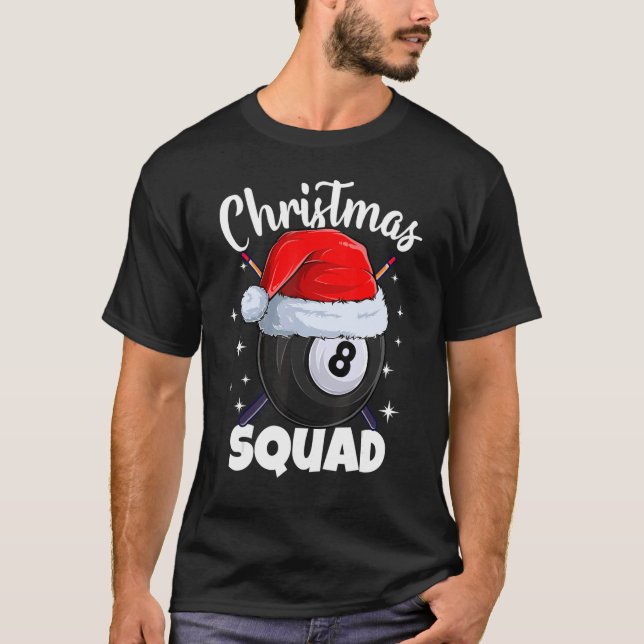 Camiseta Billiards 8 Ball Navidades Squad Pool Balls Billia (Anverso)
