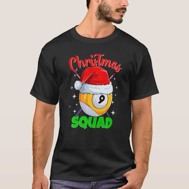 Camiseta Billiards 9 Ball Christmas Squad Pool Balls Billia (Anverso)