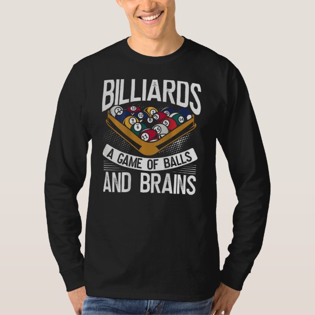 Camiseta Billiards A Game Of Balls And Brains Backprint Poo (Anverso)