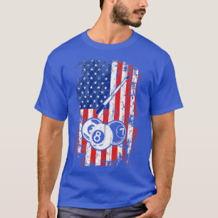 Camiseta Billiards American Flag Cue Pool Balls Billiard Pl