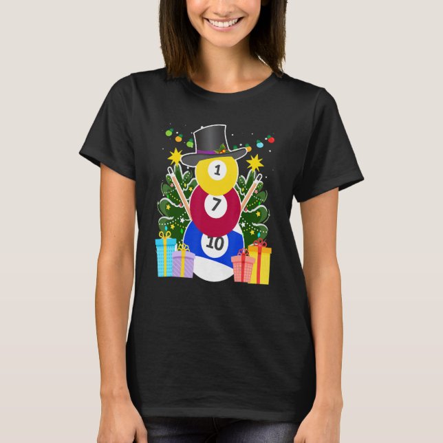 Camiseta Billiards ball billar snowman billar Billia (Anverso)