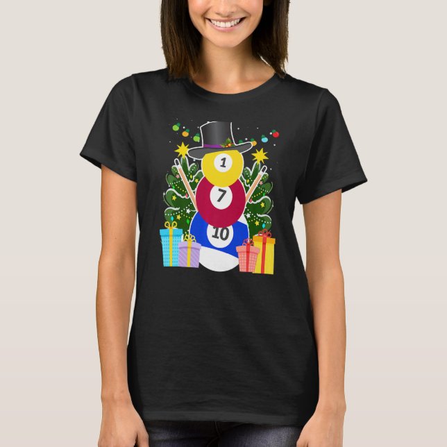 Camiseta Billiards ball billar snowman billar Billia (Anverso)